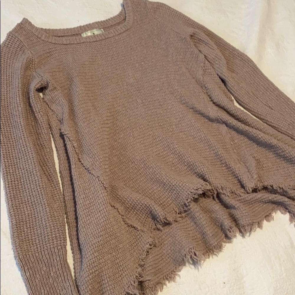 Mocha Sweater with raw edge detail